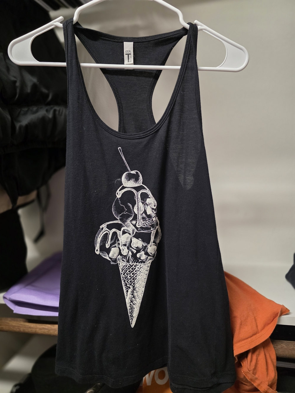 Amazon Black Racerback Tank Top with White Graphic